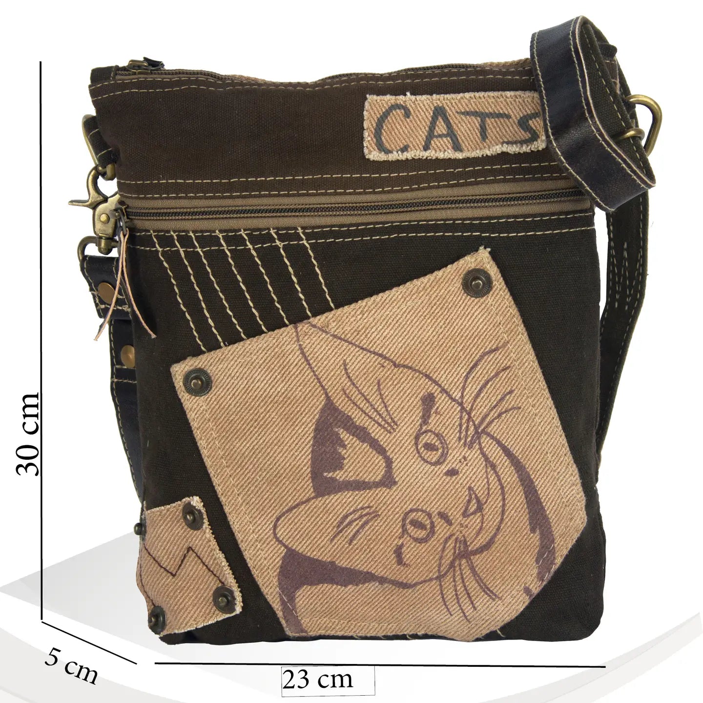 Sunsa Damen Umhängetasche Vintage Schultertasche Katzenmotiv