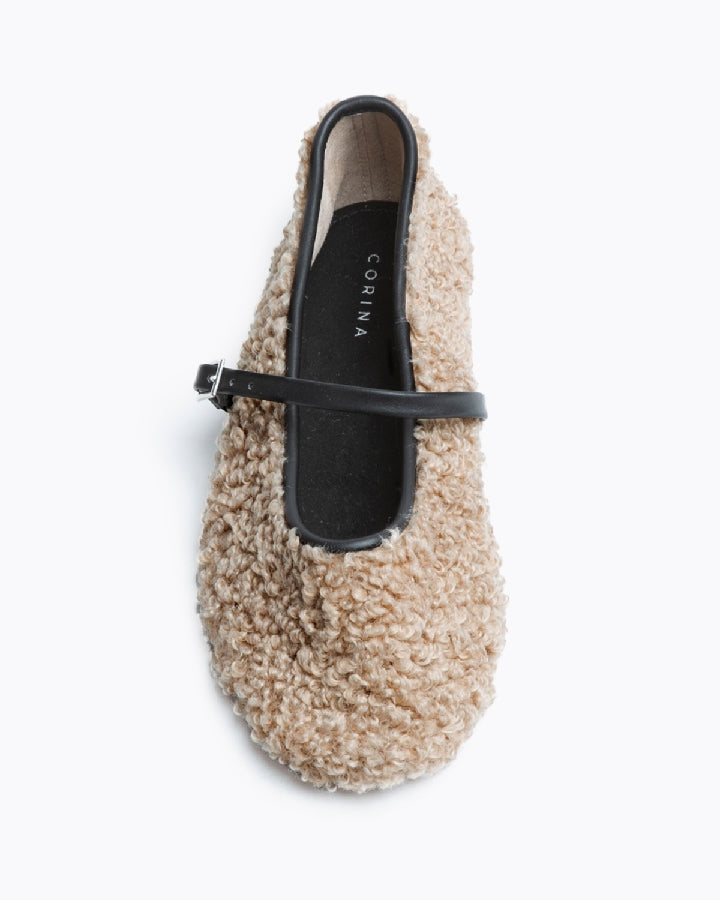 Ballerina mit Teddyfell-Optik – Cozy & Chic beige