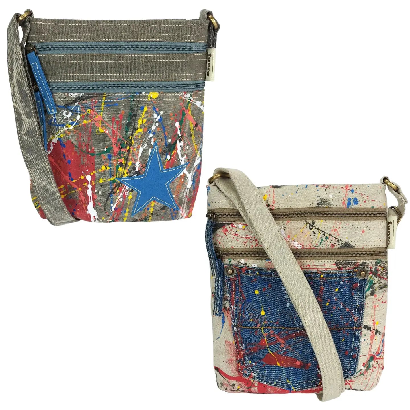 Umhängetasche. Canvas Schultertasche Vegane Crossbody Bag