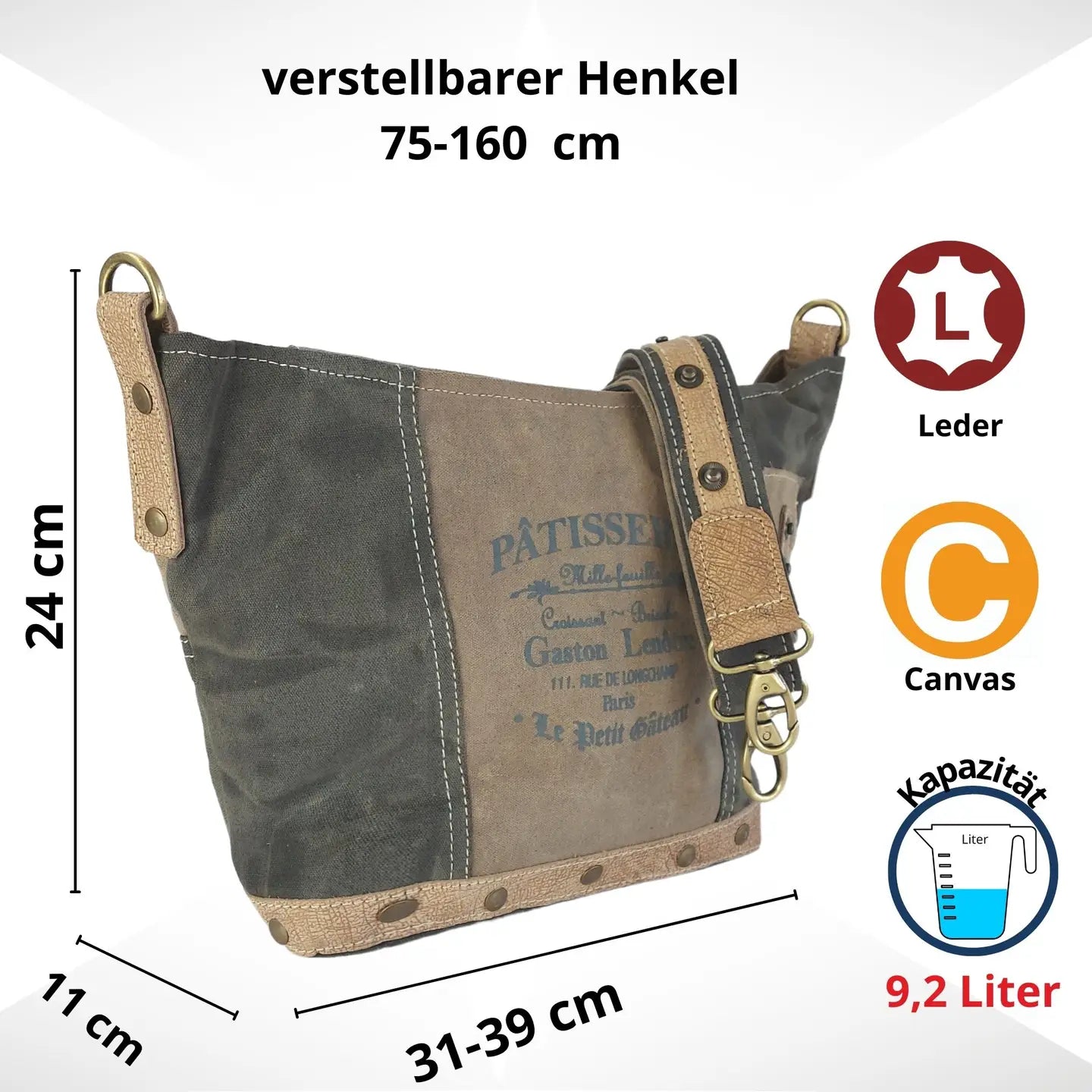 Sunsa Damen Umhängetasche. Vintage Handtasche aus Canvas