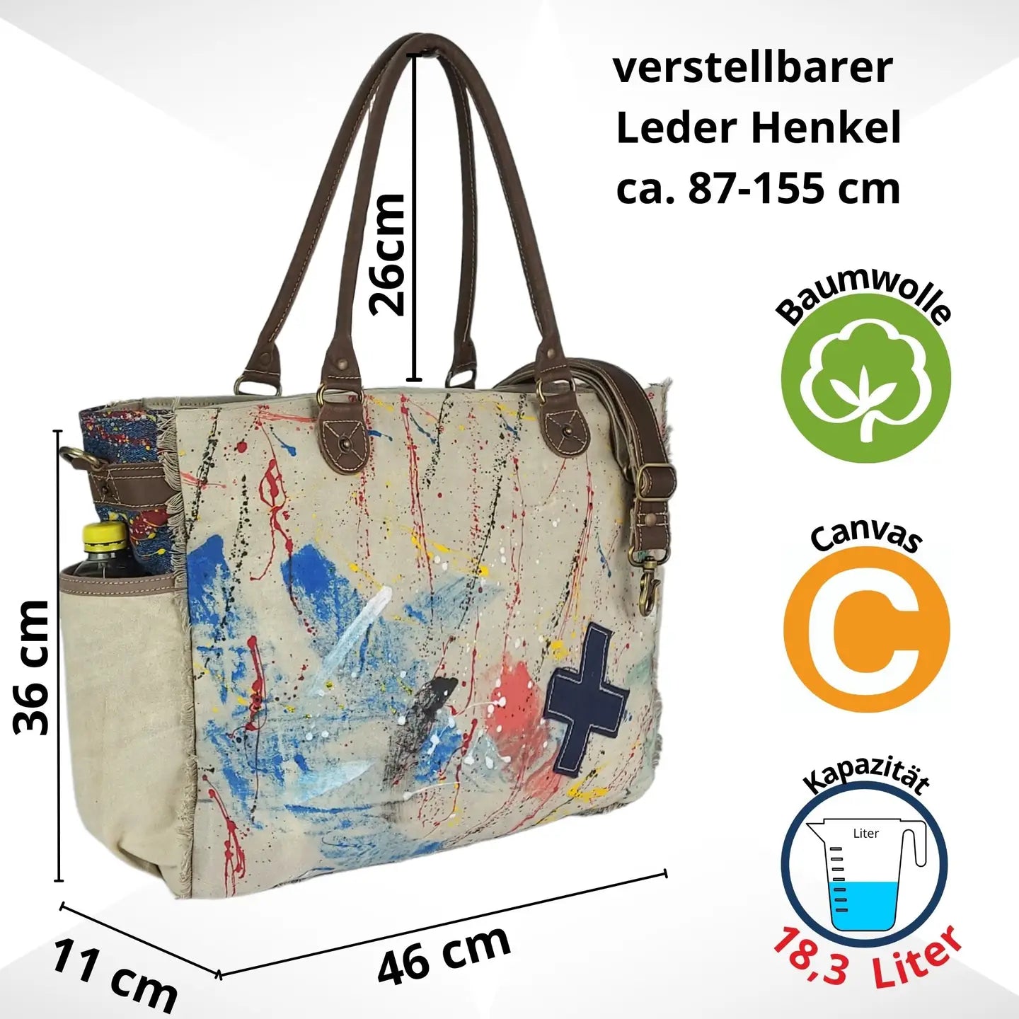 Sunsa Damen Handtasche. XXL Weekender Tasche aus Canvas