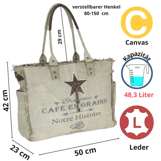 Sunsa Damen Handtasche. XXL Große Schultertasche aus Canvas