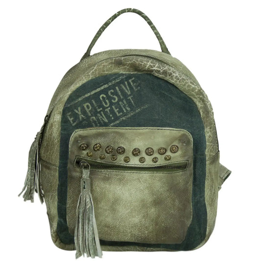 Sunsa Rucksack. Vintage Backpack Leder/Canvas Retro Daypack