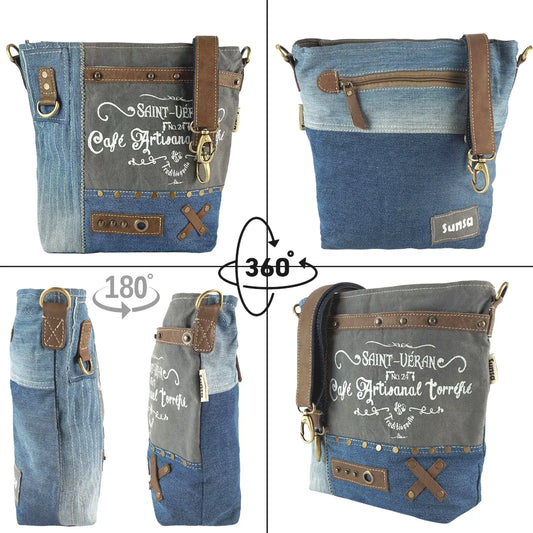 Sunsa Tasche. Nachhaltige Vintage Umhängetasche aus Jeans