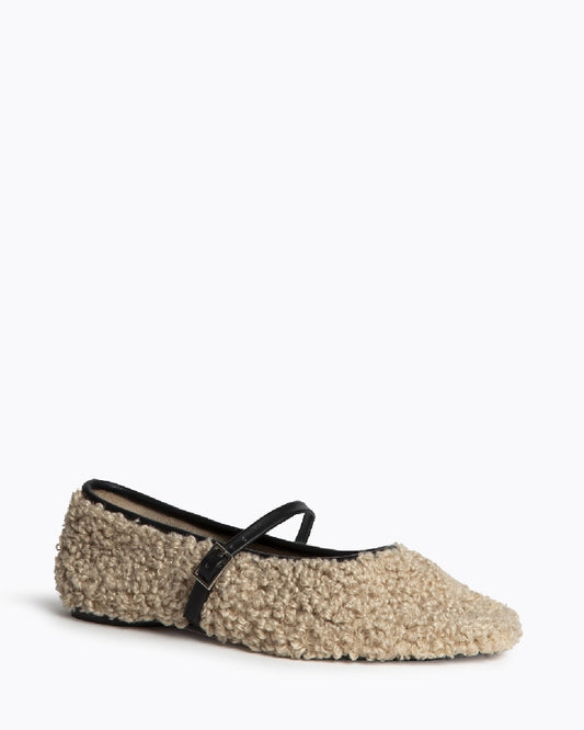 Ballerina mit Teddyfell-Optik – Cozy & Chic beige