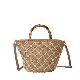 Natur-Rafia-Tasche – Boho Chic mit Struktur cappuccino