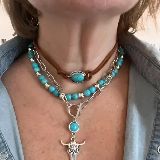 Böhmische 3-lagige Halskette – Western-Boho